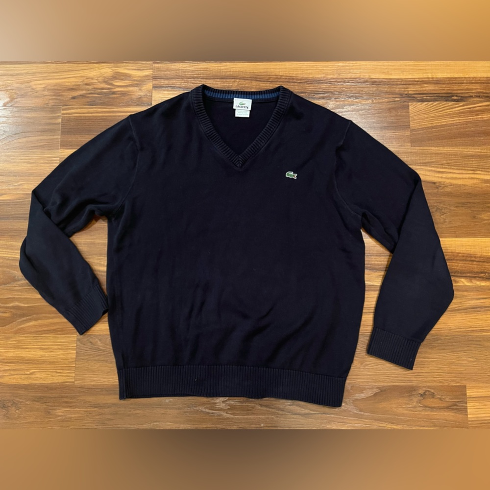 Womens LACOSTE Knitwear | Women’s V-neck Organic Cotton Sweater Navy Blue
